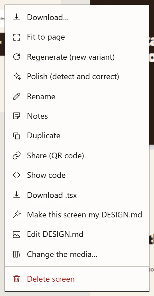 A document’s context menu